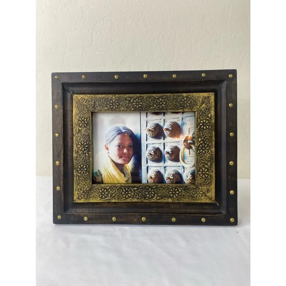 Bohemian Vtg solid wood Hand Crafted Picture Frame